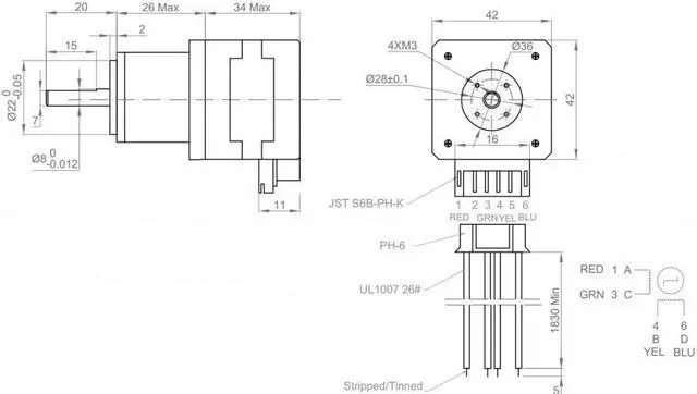 Alt view image 2 of 2 - Kysan 1040222 Geared NEMA17 Stepper Motor