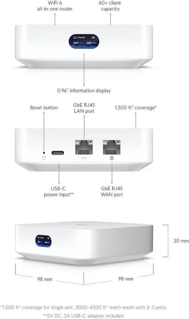 Alt view image 3 of 4 - Ubiquiti UniFi Express Cloud Gateway WiFi 6 Access Point