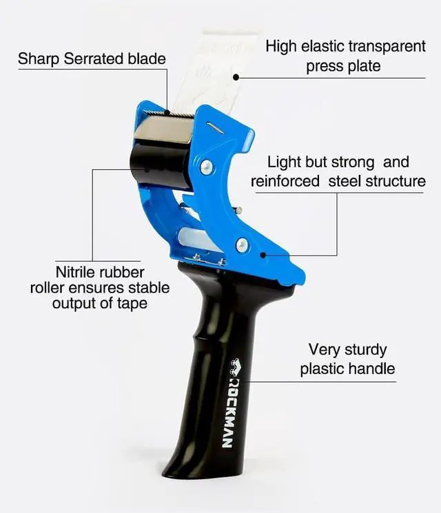 Main image of Rockman tools Professional Fast Reload Tape Dispenser Gun - Durable Sharp Edge Ideal for Shipping, Warehouse, and Moving, Suitable for 2-inch Tape