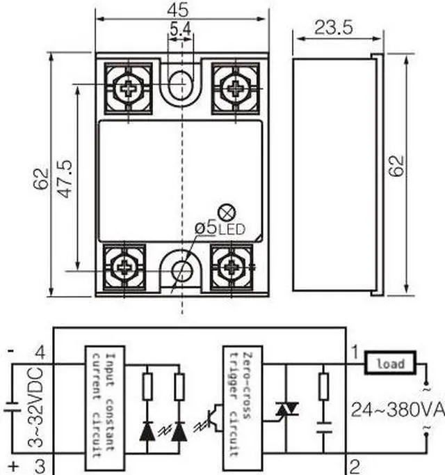 Alt view image 3 of 3 - SSR-50DA DC-AC SSR Solid State Relay DC 3-32V to AC 24-380V Single-Phase 50A