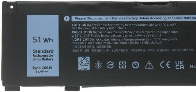 Alt view image 2 of 4 - 51Wh 266J9 battery for dell Inspiron G3 15 3500 3590 3790 G5 15 5500 SE 5505