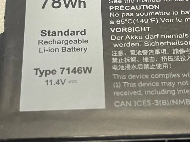 Alt view image 2 of 3 - 78WH 7146W battery for DELL Latitude 7400 2-in-1 Notebook