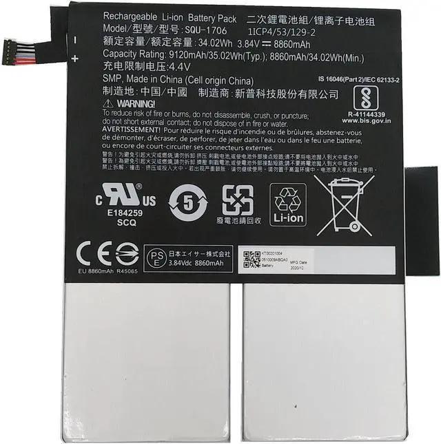 Main image of 34.02WH SQU-1706 battery for Acer Chromebook Tab Batterie KT.00201.004