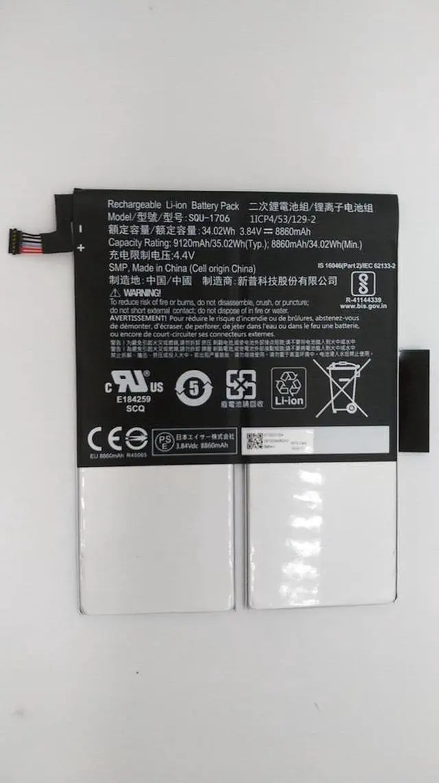 Alt view image 3 of 3 - 34.02WH SQU-1706 battery for Acer Chromebook Tab Batterie KT.00201.004