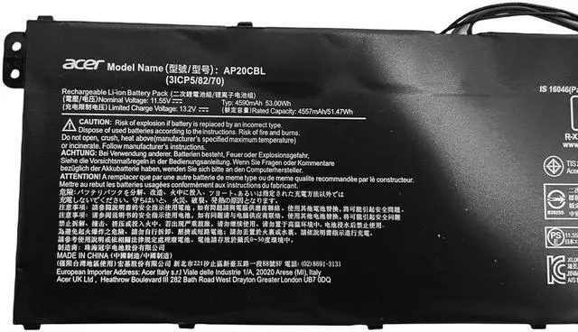 Alt view image 2 of 2 - 53WH AP20CBL battery for Acer Aspire 5 A515-45 Swift SF314 R5-5500U