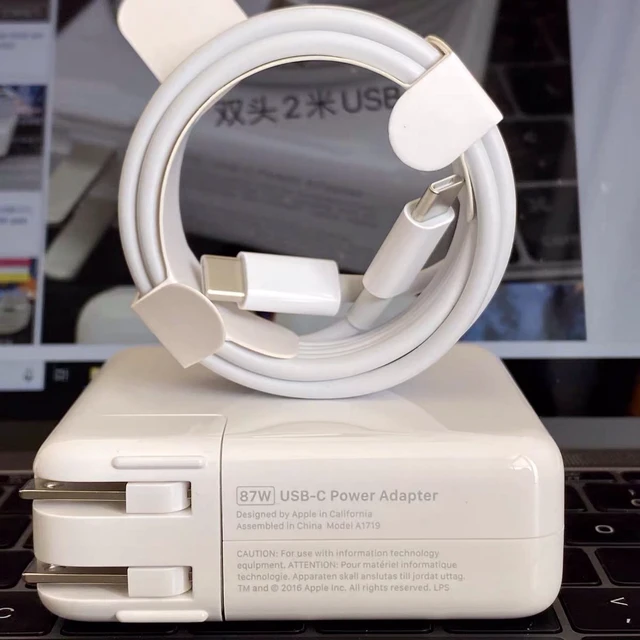 Alt view image 2 of 3 - 87W USB-C Power Adapter (A1719) for Apple MacBookPro A2251 Includes 2m USB-C Cable Compatible with MacBook Air, iPad Pro, iPhone 12, Samsung Galaxy & More