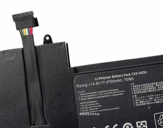Alt view image 3 of 3 - C42-UX51 70Wh Battery for ASUS ZenBook UX51 UX51V UX51VZ U500VZ Series  | 14.8V Li-ion Replacement | Compatible with UX51VZ-CN035H, U500VZ-CN032H, UX51VZA & More | Long-Lasting Power
