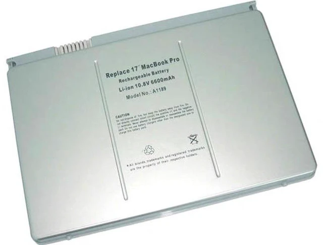 Main image of A1189 Replacement Battery for Apple MacBook Pro 17" A1151, MB166LL/A | 10.8V 6600mAh Li-Polymer | Compatible with MA458, MA458G/A, MA458J/A