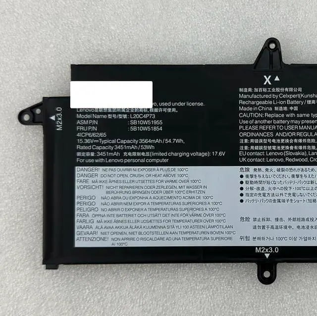 Alt view image 2 of 3 - L20C3P72 Plug & Play Laptop Battery for Lenovo ThinkPad X13 Gen 2 2021/Gen 3 2022 - 11.52V 41Wh 3564mAh, Compatible with SB10W51947 5B10W51858 SB11M89875 L20D3P72, Black