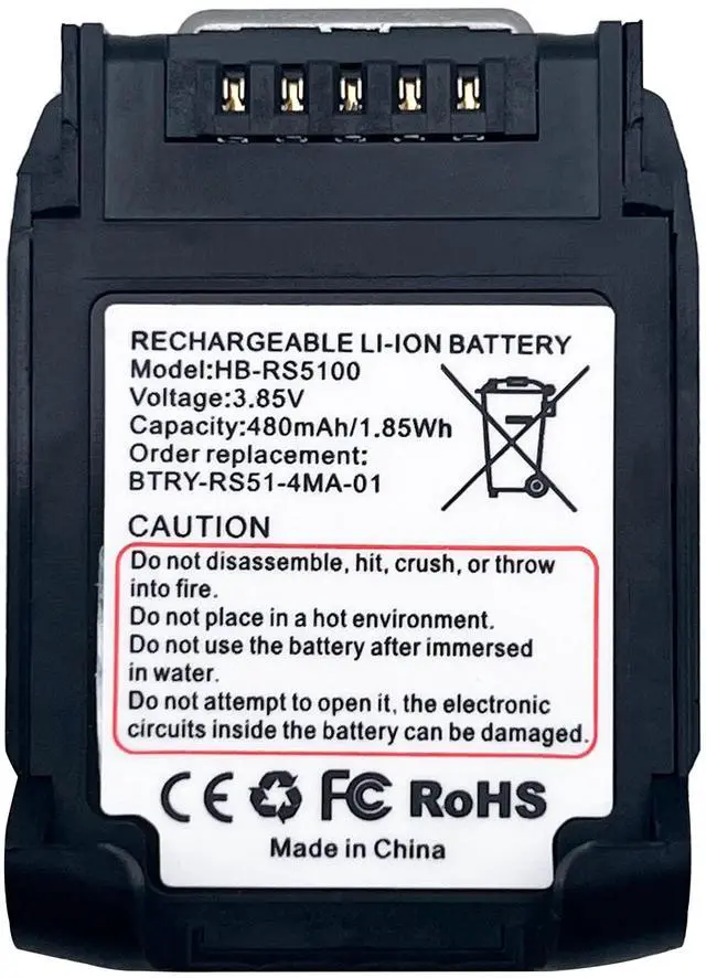 Main image of New BT-000397 480mAh 3.85V Li-ion Battery for Zebra RS51 RS5100 RS6100 Replaces BTRY-RS51-4MA-01 BTRY-RS51-7MA-01 PowerPrecision+ Grade A Cells 12-Month Warranty