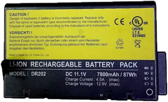 Main image of DR202 (11.1V 87Wh 7800mAh) Laptop Battery Replacement for Getac X500 V100 V200 V1010 S400 Series DR202S LI202S LI202SX RS2020 202S-20 HKNN4004A ME202C ME202EK ME202 ME202A ME202B ME202H