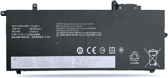 Main image of Replacement Laptop Battery for Lenovo L17C6P71 (11.4V 48Wh 4220mAh) ThinkPad X280 Series L17L6P71 L17M6P71 SB10K97617 SB10K97618 SB10K97619 01AV470 01AV471 01AV472
