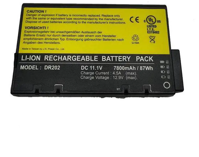 Main image of DR202 87Wh Rugged Laptop Battery for Getac X500/V100/V200/S400 - Replacement for BP-LP2900/33-01PI, BP-LC2600/32-01PI - 11.1V Li-ion Mil-Spec Battery (Compatible with M230, DR202i, ME202 Series)