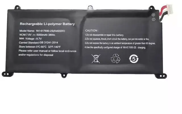 Alt view image 3 of 3 - NV-617690-2S 7.6V 5000mAh Laptop Battery Replacement  38Wh Li-ion Battery for Other Notebooks  Compatible with Part # 6482200