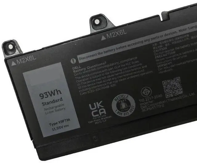 Alt view image 3 of 5 - X9FTM Battery for Dell Precision 7770 7670 7780 7680 Mobile Workstation | 11.55V 93Wh | Replaces RCVVT, 965V4, 5JMD8 | High-Capacity