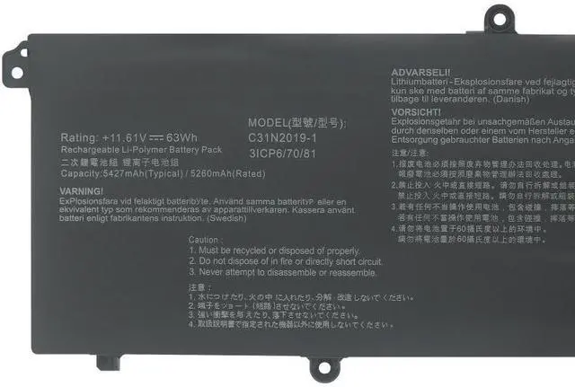 Alt view image 3 of 3 - C31N2019 Replacement Battery for ASUS VivoBook Pro 14X OLED M7400 & 15 OLED M3500QC | 11.61V 63Wh Li-ion | Compatible with 3ICP6/70/81