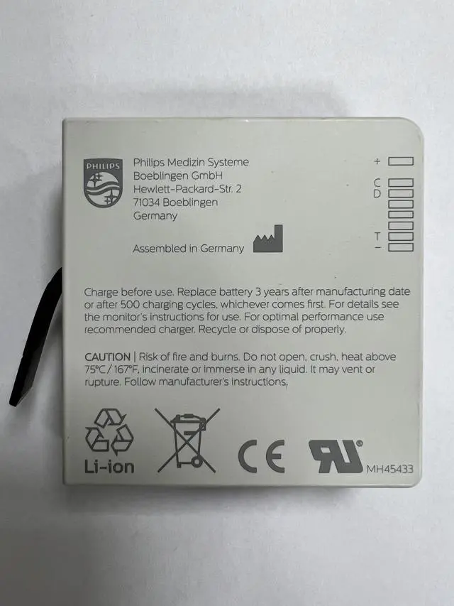 Alt view image 2 of 3 - 989803196521 Battery for Philips IntelliVue X3/MX100 Patient Monitor - 10.8V 2000mAh - Replaces 453564526811, 3INR19/66 - Medical Grade Li-ion