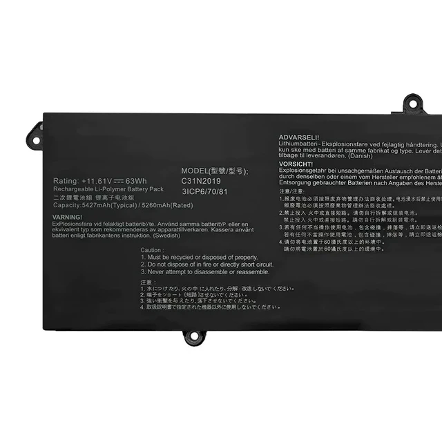 Alt view image 2 of 2 - C31N2019-1 Replacement Battery for ASUS VivoBook Pro 15 OLED K3500 M3500 S3500 Series | 11.61V 63Wh Li-Polymer | 3ICP6/70/81 Compatible C31N2019 VivoBook Pro 14 OLED K3400 M3400
