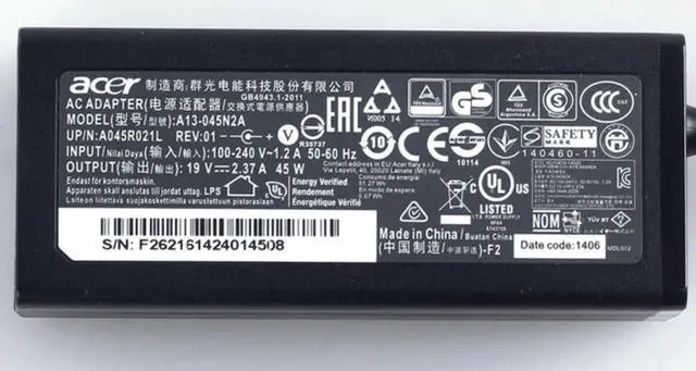 Alt view image 4 of 6 - Genuine Original 19V 2.37A ADP-45ZD B 45W ACER A13-045N2A AC Adapter Charger