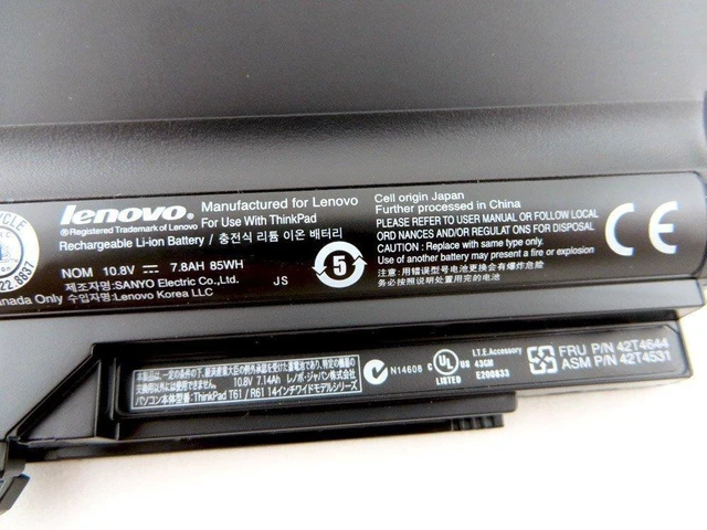 Alt view image 3 of 4 - 7800mAh 41U3197 41U3198 battery for IBM ThinkPad R61 7733 7736