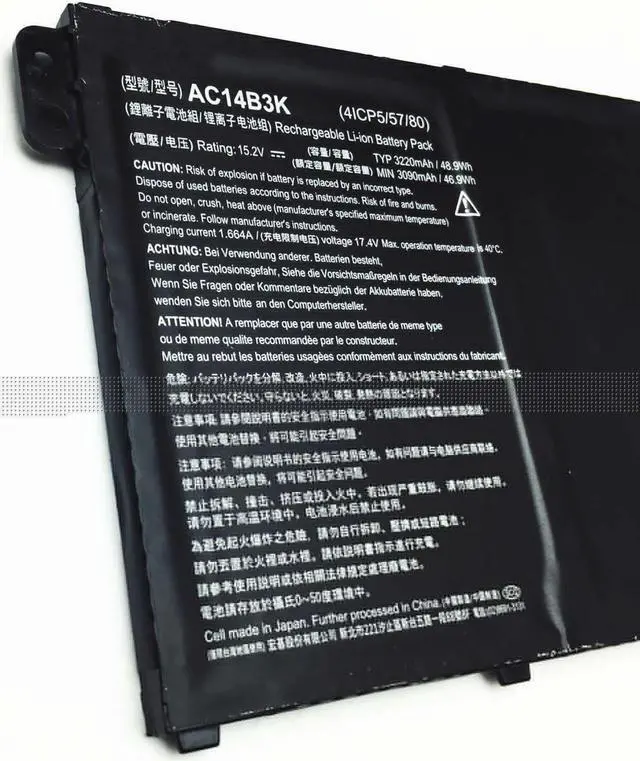 Alt view image 2 of 3 - OEM AC14B3K Battery For Acer Aspire R3 R3-131T R5 R5-471T R5-571T ES1-572