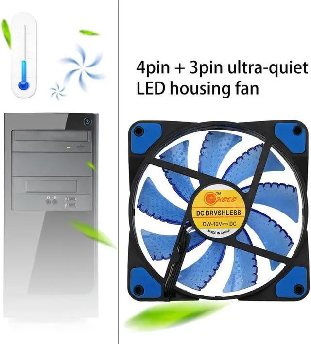 Alt view image 4 of 5 - 120mm 15 LED Ultra Silent Computer PC Case Fan 15 LEDs 12V With Rubber Quiet Molex Connector Easy Installed Fan