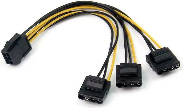 Main image of 2pcs PCIe 6pin Female to 3 Molex IDE 4pin Female Graphic Card Power Supply Cable