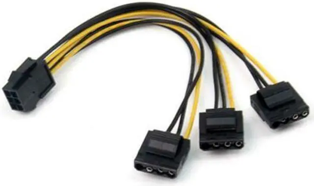 Main image of 2pcs PCIe 6pin Female to 3 Molex IDE 4pin Female Graphic Card Power Supply Cable