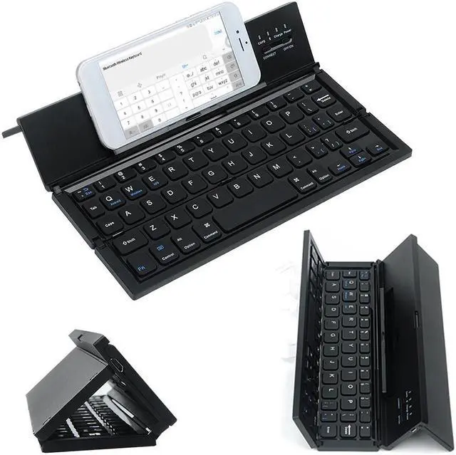 Alt view image 4 of 6 - CL-888 Foldable Bluetooth Keyboard Wireless Ultra Slim Pocket Keyboard with Kickstand Universal for Smart Phone Tablet PC