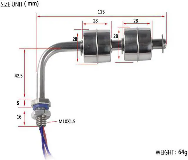 Alt view image 4 of 6 - New Water Level Senso Right Angler Liquid Float Switch Tank Pool Stainless Steel ESC11510-2 2A1