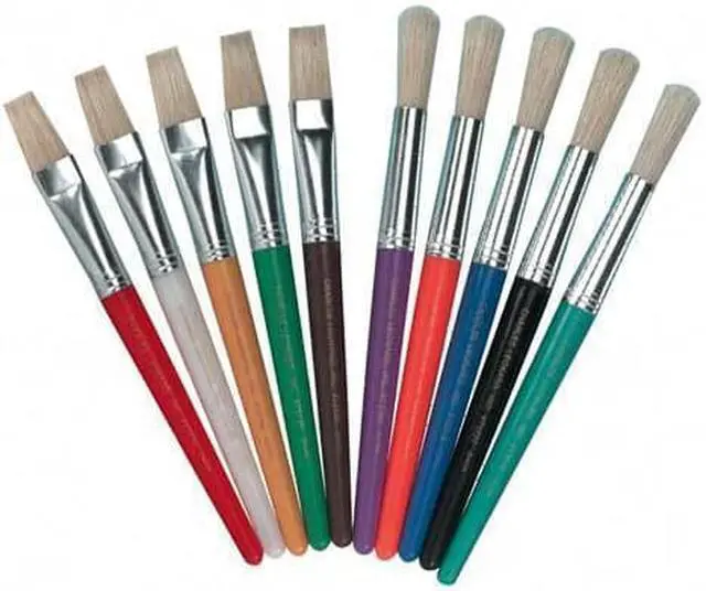 Alt view image 2 of 7 - Charles Leonard Stubby Brush Set, Natural Bristle, Flat, 10/Set 73290