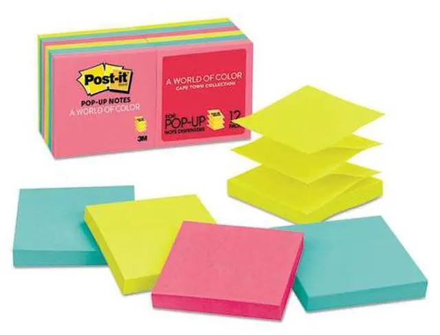 Alt view image 5 of 20 - 3M R33012AN Pop-Up Refills  3 x 3  Five Neon Colors  12 100-Sheets  Pads Pack