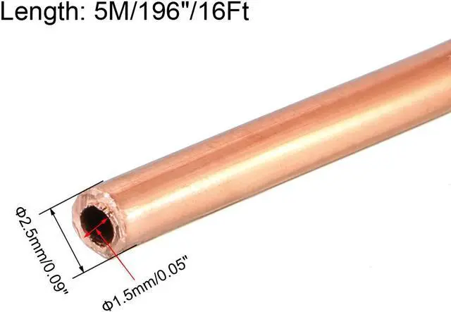 Main image of Refrigeration Tubing, 7/64" OD x 1/16" ID x 16 Ft Soft Coil Copper Tubing