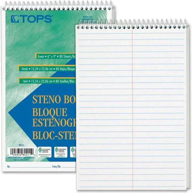 Alt view image 10 of 15 - Tops Steno Book Gregg Rule 80 Sheets/PD 6"x9" 12/PK White 8020