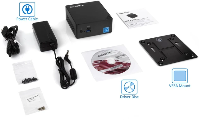 Alt view image 7 of 7 - GIGABYTE BRIX Mini PC, Intel Quad-Core Celeron J4105 Upto 2.5GHz, 4GB RAM, 128GB SSD, HDMI, Mini DisplayPort, LAN, Wi-Fi, Bluetooth, Windows 10 Pro