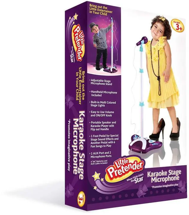 Alt view image 5 of 6 - Little Pretender L P Kids Karaoke Machine with 2 Microphones and Adjustable Stand