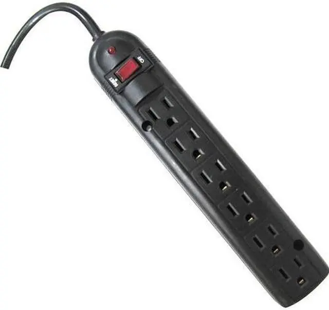 Alt view image 2 of 4 - Weltron 6 Outlet Black Plastic Surge Protector w/ 6ft Cord WSP600PLF6BK