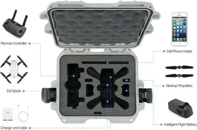 Alt view image 3 of 4 - Nanuk 905 Waterproof Hard Drone Case with Custom Foam Insert for DJI Spark ? Silver