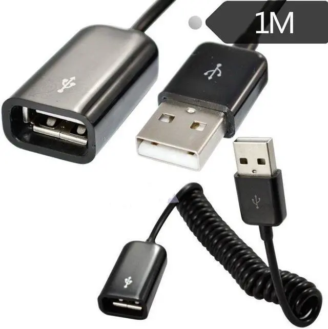 Main image of Spiral Coiled USB A male  to A female  adapter adaptor Cable 1M 3FT