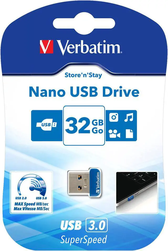 Alt view image 9 of 11 - Verbatim Store 'n' Stay Nano 32GB USB 3.0 Flash Drive - Blue 98710