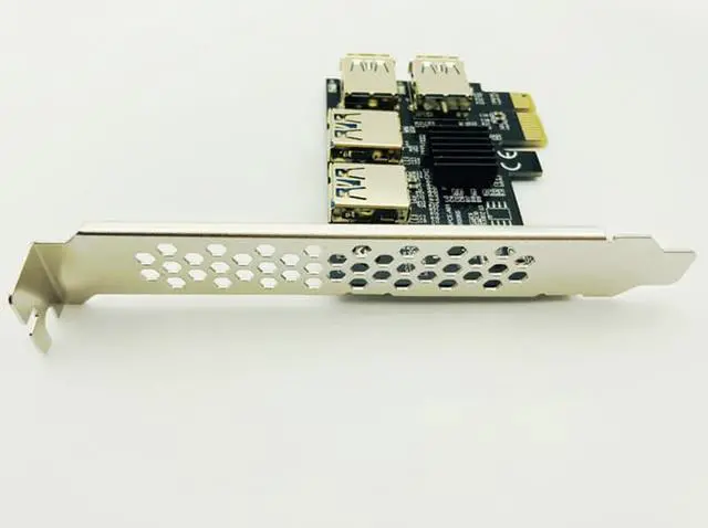 Alt view image 4 of 5 - hot- 4 Ports PCIe Riser Adapter Board PCI-E 1x to 4 USB 3.0 PCI-E Rabbet GPU Riser Extender&6PIN Extension cord 16X Externa