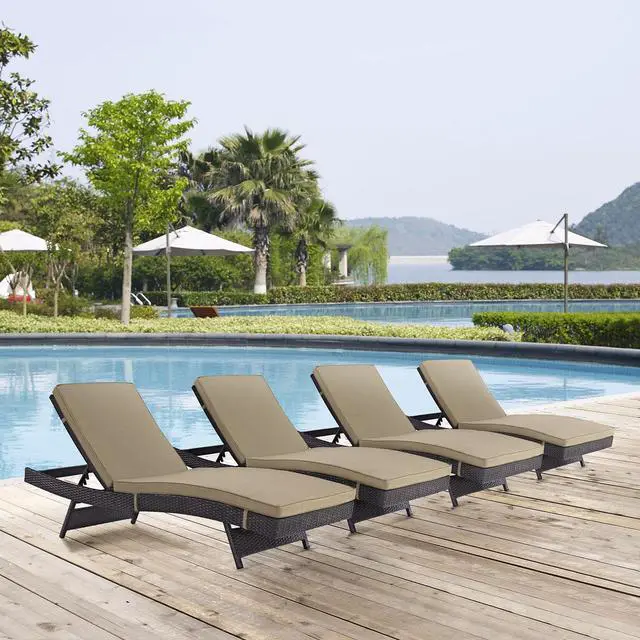 Alt view image 5 of 5 - Convene Chaise Outdoor Patio Set of 4 - Espresso Mocha