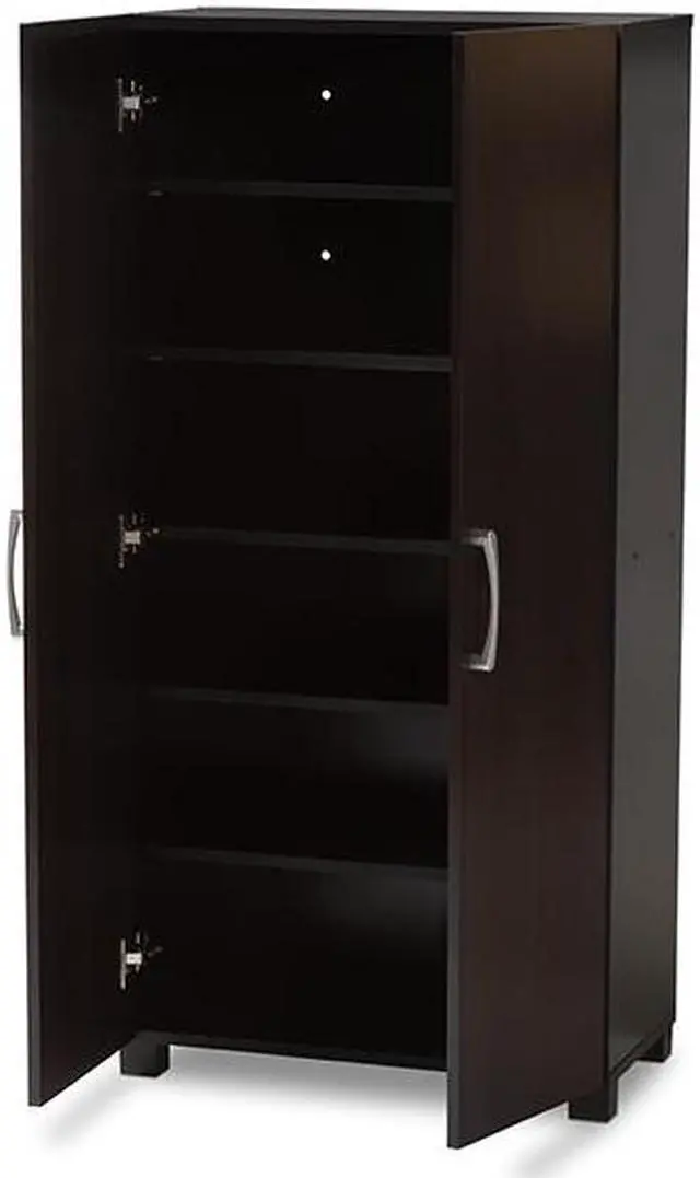 Alt view image 8 of 19 - Baxton Studio Marine Modern and Contemporary Wenge Dark Brown Finished 2-Door Wood Entryway Shoe Storage Cabinet
