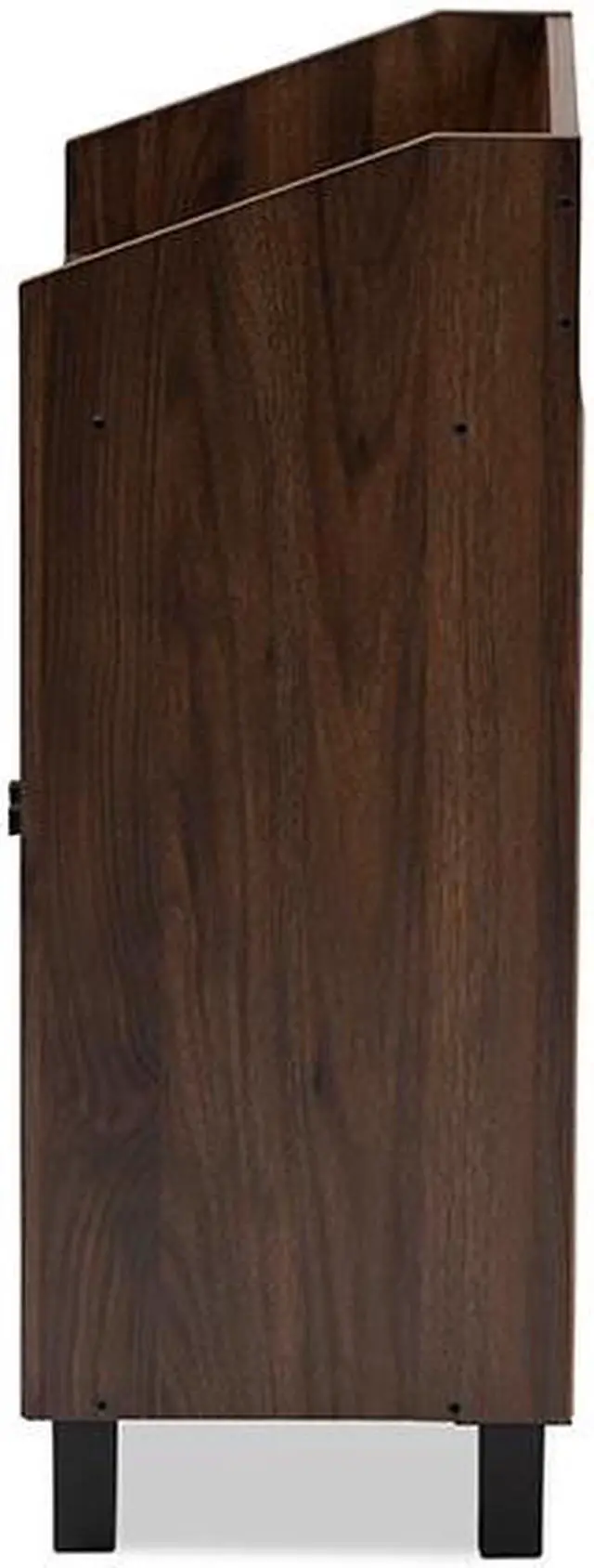 Alt view image 9 of 19 - Baxton Studio Rossin Modern and Contemporary Walnut Brown Finished 2-Door Wood Entryway Shoe Storage Cabinet with Open Shelf
