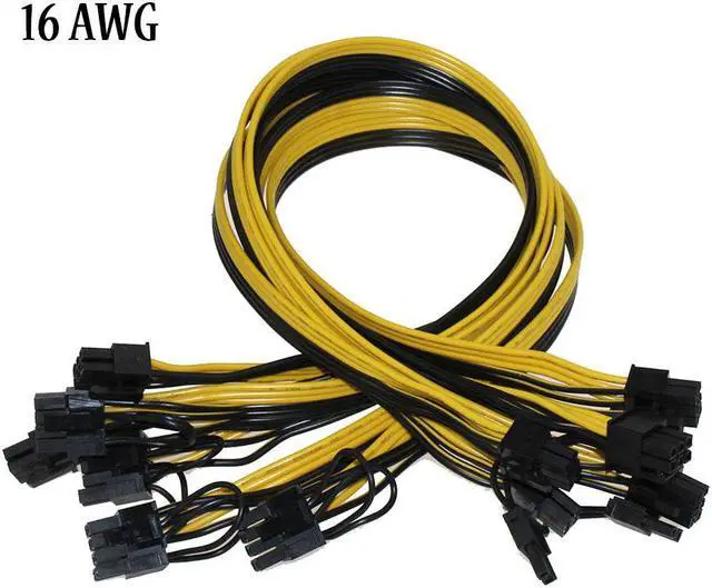 Main image of Misskit 6 Pcs 16AWG  6 Pin PCI-e To 8 Pin (6+2) PCI-e (Male To Male) GPU Power Cable 60cm/23.62" For Graphic Cards Mining HP Server Breakout Board