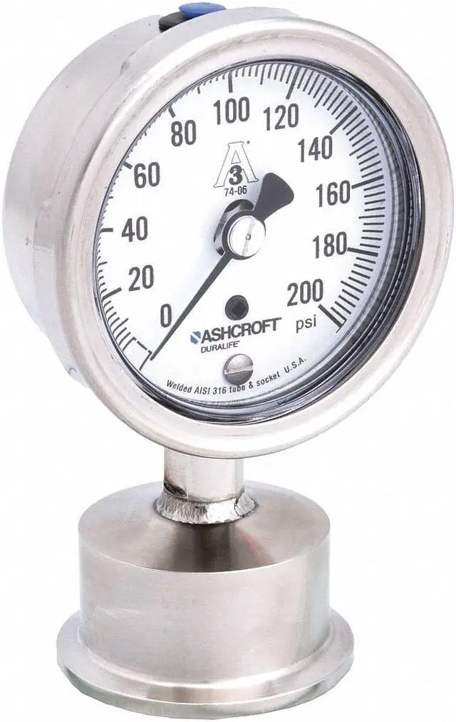 Alt view image 2 of 4 - ASHCROFT 25-1032S-15L-200 Pressure Gauge, 0 to 200 psi, 2 1/2 in Dial, 1 1/2 in