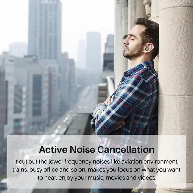 Alt view image 6 of 7 - TOZO NC9 Wireless Earbuds Hybrid Active Noise Cancelling, Bluetooth in Ear Headphones, IPX6 Waterproof Stereo Earphones, Immersive Sound Premium Deep Bass Headset, Black