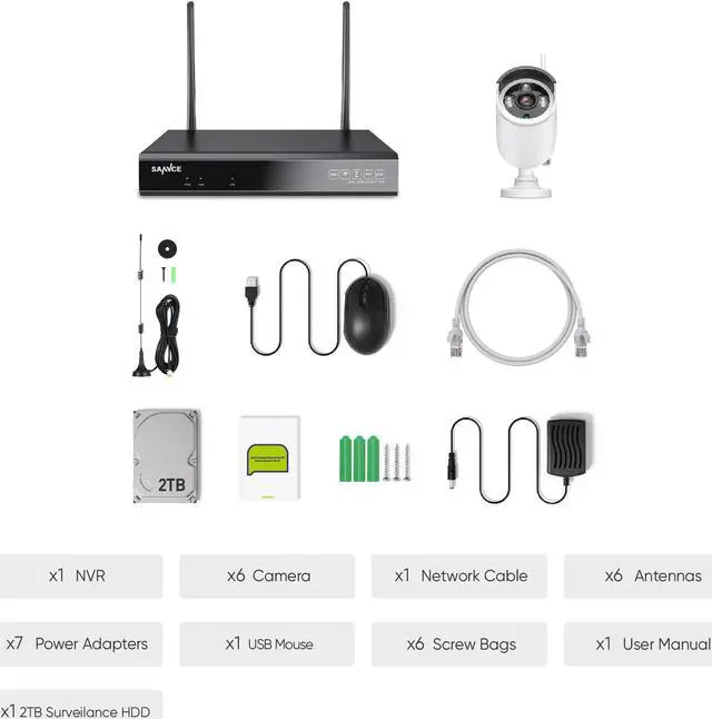 Alt view image 7 of 7 - SANNCE 8 Channel 5MP Super HD Wireless NVR Security Camera System with 3MP WiFi Cameras Remote Access & Smart Motion Alerts Built-in Mic AI Human Detection IP66 Water 6 Camera With 2TB HDD