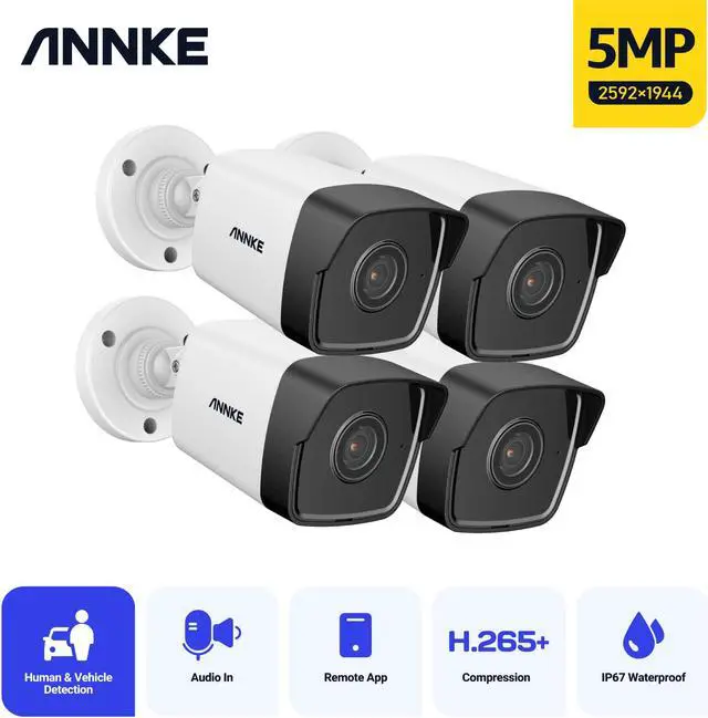 Main image of ANNKE Bullet 5MP PoE IP Security Camera Super HD H.265+ CCTV Internet Camera with ONVIF & RTSP 100 ft EXIR 2.0 Night Vision Support 256 GB TF Card, Smart Motion Alerts, Built-in Microphone