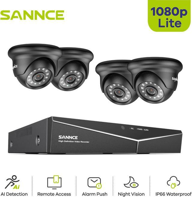 Main image of SANNCE 1080P 4CH Home Security Camera System, 4 Pcs 1080P Security Camera Kit 4CH 5IN1DVR Waterproof Outdoor CCTV Surveillance Turret Cameras with Night Vision Motion Alert Remote Access